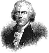Black and white drawing of Thomas Jefferson